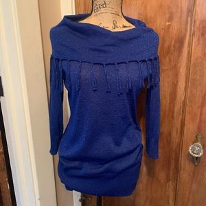 Studio Works Shimmer Fringe Holiday Sweater NWOT S